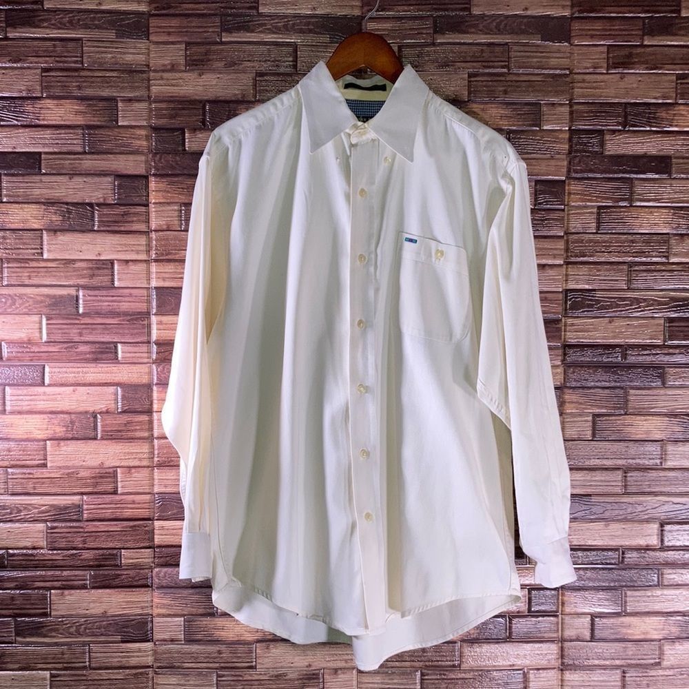 Mens Medium Cream Alexander Julian Colours Button Up Shirt